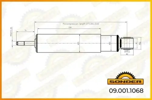 Амортизатор подвески (передний) DAF о.н 1327883 — 2 года безусловной гарантии 090011068 SONDER