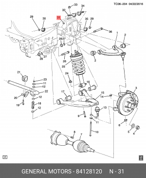 Отбойник CADILLAC Escalade рычага подвески передней OE 84128120 GENERAL MOTORS