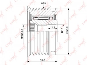 шкив генератора!\ Audi A4/A6, VW Passat 1.6-2.0i 00> PA-1037 LYNXAUTO