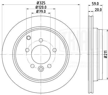 Диск торм. Land Rover Discovery III (04-)/IV (09-) 2.7d/3.0i/3.0d/4.0i зад. d=32 DF 130107 TRIALLI