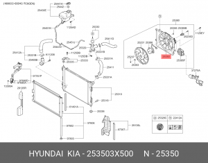 Кожух HYUNDAI Creta (16-) KIA Cerato (16-) вентилятора кондиционера OE 253503X500 HYUNDAI KIA