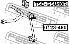 Втулка стабилизатора задняя TOYOTA KLUGER L/V ACU2#,MCU2# 2000.11-2007.05 TSB-GS TSB-GSU40R FEBEST