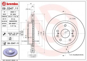 Диск тормозной 09.C047.11 09.C047.11 BREMBO