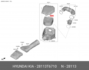 фильтр воздушный!\ Genesis GV80 дв. 3.0D 28113T6710 HYUNDAI