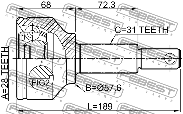 ШРУС внешний FORD TRANSIT TTG 2014- 2110-TTF 2110-TTF FEBEST