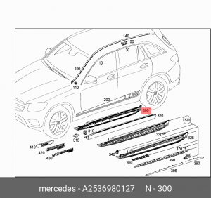 2536980127 РЕЙКА КРЕПЛЕНИЯ НАКЛАДКИ ПОРОГА A 253 698 01 27 MERCEDES BENZ