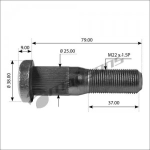 Шпилька колеса TRAILOR (M22х1.5х74) с шлицами MANSONS 300.515 MANSONS