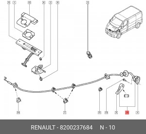 Трос замка капота с ручкой 8200237684 8200237684 RENAULT