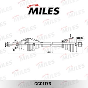 Привод в сборе RENAULT LOGAN I/SANDERO 1.2-1.6 04- левый под ABS GC01173 GC01173 MILES