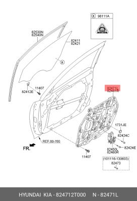 Стеклоподъемник KIA Optima (11-) двери передней левой (электрический) OE 824712T000 HYUNDAI KIA