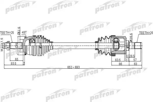 Привод HYUNDAI Solaris (11-) KIA Rio (11-) колеса переднего левый PATRON PDS0504 PATRON