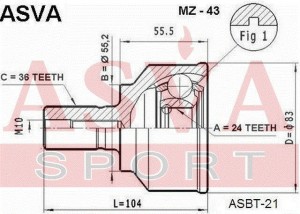 ШРУС наружный MAZDA 3 (03-09) комплект ASVA MZ-43 ASVA