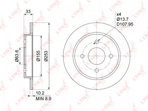 диск тормозной задний!\ Ford Focus/Sierra/Scorpio 2.0-2.9i 85> BN-1020 LYNXAUTO