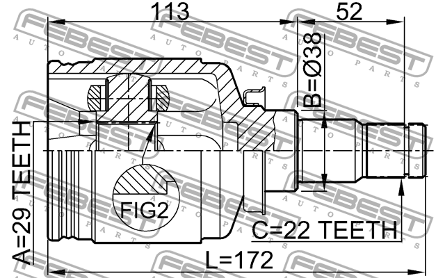 ШРУС внутренний к-кт!\ Chevrolet Kalos 03-08 1111-J200 FEBEST