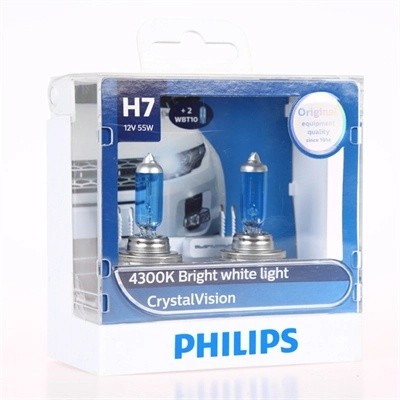 Лампа набор 12V H7 55W + W5W/T105 PX26d бокс (2шт.+2шт.) Crystal Vision PHILIPS 12972CVSM PHILIPS