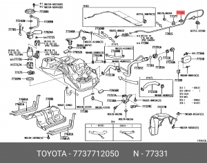кронштейн горловины бака топливного !зажим бензобака \ Toyota 77377-12050 TOYOTA