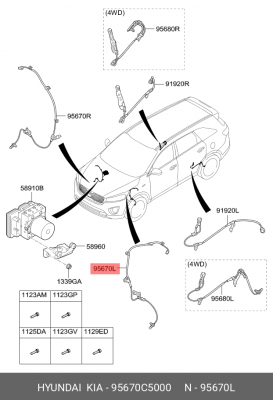 Датчик АБС KIA Sorento (14-) колеса переднего левого OE 95670C5000 HYUNDAI KIA