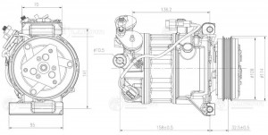 Компрессор кондиц. для а/м Volvo S80 II 06-/XC60 08-/XC70 07- 2.4D/2.5Т LCAC1055 LCAC 1055 LUZAR