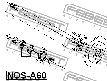 Подшипник задн полуоси NISSAN TITAN A60 2003.10-2015.11, FRONTIER D40 2004.10- N NOS-A60 FEBEST