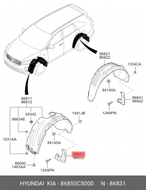 KIA (86850c5000) БРЫЗГОВИК ПЕРЕДНИЙ ЛЕВЫЙ 86850C5000 MOBIS