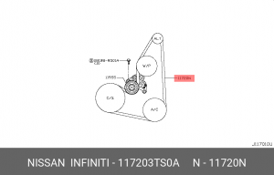 РЕМЕНЬ ГЕНЕРАТОРА, арт. 117203TS0A, NISSAN 11720-3TS0A NISSAN
