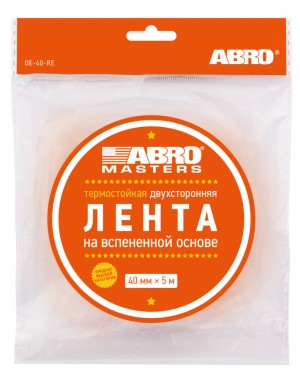 Скотч двухсторонний 40 мм х 5 м "ABRO" (белый) OE40R ABRO