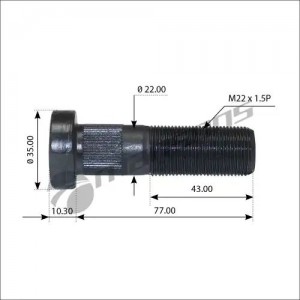 Шпилька колеса SAF (M22x1.5x76) MANSONS 600.122 MANSONS