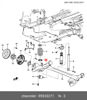 Прокладка CHEVROLET Aveo (11-) пружины подвески задней нижняя OE 95933271 GENERAL MOTORS
