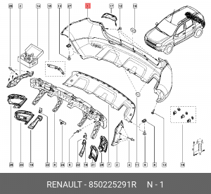 бампер задний!\ Renault Duster 10-15 850225291R RENAULT