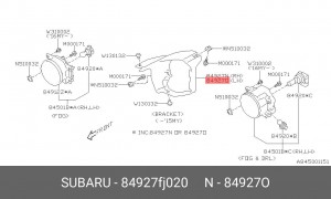 КРОНШТЕЙН ФАРЫ ПРОТИВОТУМАННОЙ ЛЕВЫЙ 84927FJ020 84927FJ020 SUBARU