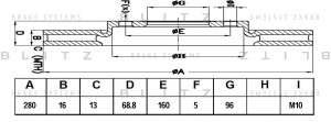 Диск тормозной задний FORD Transit 06- BS0261 BS0261 BLITZ