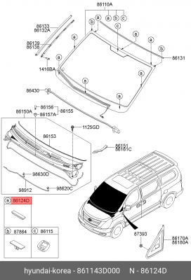 Демпфер заднего стекла 86114-3D000 861143D000 HYUNDAI KIA