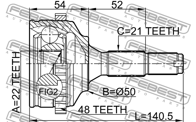 ШРУС внешний PEUGEOT 206 1.1-1.4 2510-206A48 2510-206A48 FEBEST