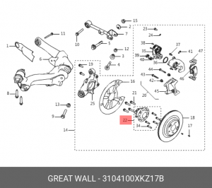 Ступица HAVAL F7,F7x задняя с подшипником OE 3104100XKZ17B GREAT WALL