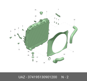 Кожух УАЗ-374195,220695 дв.ЗМЗ-409 вентилятора (ОАО УАЗ) 374195130901200 UAZ UAZ