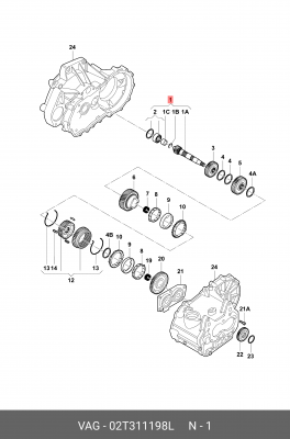 Вал КПП VW Caddy (04-08) вторичный OE 02T 311 198 L VAG