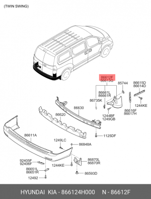 Панель HYUNDAI Starex H-1 (07-) угловая задняя левая OE 866124H000 HYUNDAI KIA