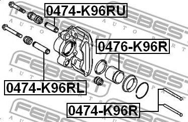 Втулка направляющая задн суппорта нижняя MITSUBISHI PAJERO SPORT 96-09 0474-K96R 0474-K96RL FEBEST