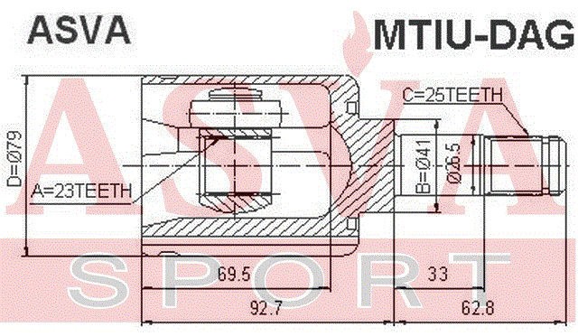ШРУС ВНУТРЕННИЙ 23x41x25 [12] MTIUDAG MTIU-DAG ASVA