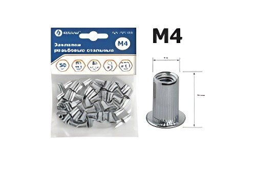 Заклепка резьбовая M4х10.5мм стальная 50шт. КОБАЛЬТ 791-486 KOBALT