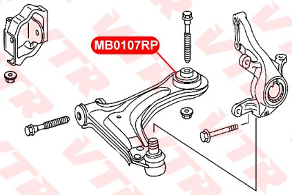 Полиуретановый сайлентблок  нижнего рычага передней подвески,задний MB0107RP MB0107RP VTR