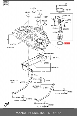 Прокладка топливного насоса BCD642166 BCD6-42-166 MAZDA