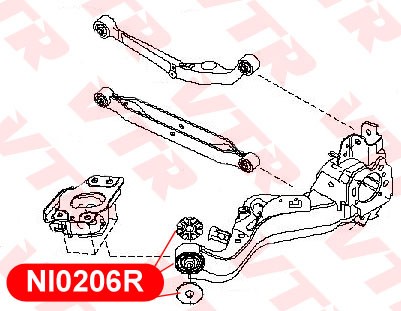 NI0206R САЙЛЕНТБЛОК РЫЧАГА ЗАДНЕЙ ПОДВЕСКИ С ШАЙБАМИ NI0206R VTR