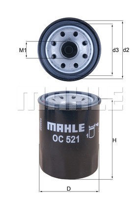 Фильтр масляный HYUNDAI Getz KIA Rio,Spectra,Carens,Clarus,Shuma MAHLE OC521 MAHLE KNECHT