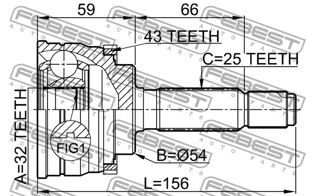 ШРУС наружный к-кт!\ Mitsubishi Legnum EC5W 2.5 6A12 4WD 96> 0410-034A43 FEBEST