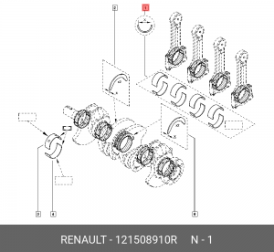 КОМП ВКЛАДЫШЕЙ ШАТУННЫХ 8ШТ. (МЕТ) 121508910R 121508910R RENAULT