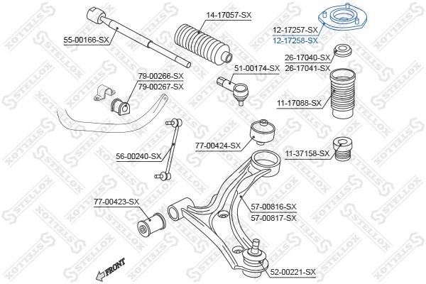 опора амортизатора переднего!\ Suzuki Grand Vitara/Escudo JB416/JB420/JB627 -200 12-17258-SX STELLOX