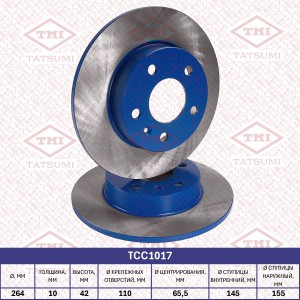 Диск тормозной задний OPEL Astra/Zafira 98- TCC1017 TCC1017 TATSUMI