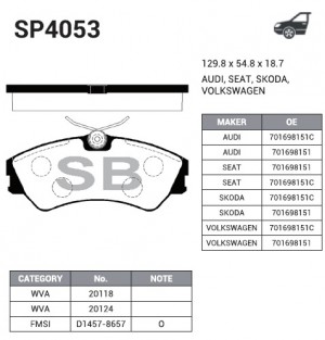 Колодки передние VW TRANSPORTER IV SP4053 SP4053 SANGSIN