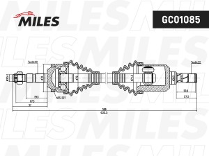 Привод в сборе левый OPEL CORSA/CO MBO 1.3-1.7D 00- (ABS) (GKN 304400) GC01085 GC01085 MILES